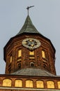 The clock on the high old tower. Royalty Free Stock Photo