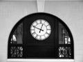 Clock: historic train station arch - h Royalty Free Stock Photo