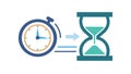 Clock and Hourglass Transition, Time Flow Vector Design Generative AI Royalty Free Stock Photo