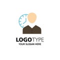 Clock, Hours, Man, Personal, Schedule, Time, Timing, User Business Logo Template. Flat Color