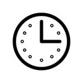 Clock icon. Circle sign. Time symbol. Watch arrow. Modern art. Simple flat design. Vector illustration. Stock image. Royalty Free Stock Photo