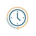 Clock icon with circular motion shape with arrow indicating passage of time. Vector illustration for concepts of time, progress,