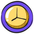 Clock icon in color drawing