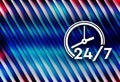 24/7 clock icon colorful bright motion background illustration Royalty Free Stock Photo