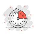 Clock icon in comic style. All day business and service cartoon vector illustration on isolated background. Quick service time Royalty Free Stock Photo