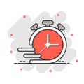 Clock icon in comic style. All day business and service cartoon vector illustration on isolated background. Quick service time Royalty Free Stock Photo