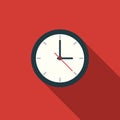 Clock icon flat design cartoon vector illustration with long shadow Royalty Free Stock Photo