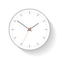 Clock icon in flat style, round simple timer on white background. Ten to two. Office watch. Vector design element for you business Royalty Free Stock Photo