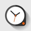 Clock icon in flat style, round timer on light background. Simple business watch. Orange button. Vector design element for you pro Royalty Free Stock Photo