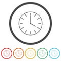 Clock icon in flat style. Set icons in color circle buttons Royalty Free Stock Photo