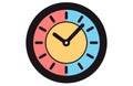 Clock icon in flat style, timer on color background. Vector Clock design element Royalty Free Stock Photo