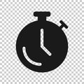 Clock icon in flat style. Watch vector illustration on white isolated background. Timer business concept