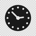 Clock icon in flat style. Watch vector illustration on white isolated background. Timer business concept