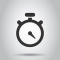 Clock icon in flat style. Watch vector illustration on white isolated background. Timer business concept