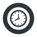 Clock icon flat vector round button clean black and white design concept isolated illustration Royalty Free Stock Photo