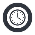 Clock icon flat vector round button clean black and white design concept isolated illustration Royalty Free Stock Photo