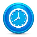 Clock icon glass shiny blue round button isolated design vector illustration Royalty Free Stock Photo