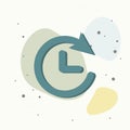 Clock icon on gray background. Flat image clock on multicolored background