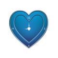 Clock icon in heart shape design, heart timer on blue. Simple watch. Vector design element for you decorate design Royalty Free Stock Photo