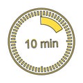 A clock icon indicating the time span of 10 minutes. The time span is ten minutes on the clock Royalty Free Stock Photo