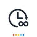 Clock icon and infinity symbol,Analog clock,Vector and Illustration