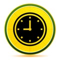 Clock icon lemon lime yellow round button illustration
