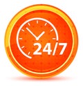 24/7 clock icon natural orange round button Royalty Free Stock Photo