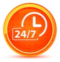 24/7 clock icon natural orange round button Royalty Free Stock Photo