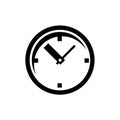clock icon with round dial. Symbol or emblem.
