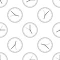 Clock icon seamless pattern on white background. Time icon. Flat design. Vector Royalty Free Stock Photo