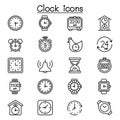 Clock icon set in thin line style Royalty Free Stock Photo