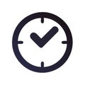Clock icon showing a check mark inside, illustrating time management and on-time completion of tasks Royalty Free Stock Photo