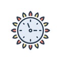 Color illustration icon for Clock, minutes and second