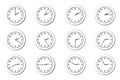 Clock icon vector. Time set vector. Clock set, great design for any purposes. Stock image. Royalty Free Stock Photo