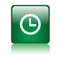 Clock icon web button green Royalty Free Stock Photo