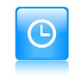 Clock icon web button blue Royalty Free Stock Photo