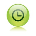 Clock icon web button green Royalty Free Stock Photo