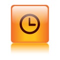 Clock icon web button orange Royalty Free Stock Photo