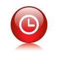 Clock icon web button red Royalty Free Stock Photo