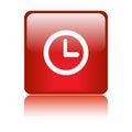 Clock icon web button red Royalty Free Stock Photo