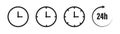 Clock icons set. Colection of timers and clocks in line styl . Black illusration on white background. isoleted line clocks