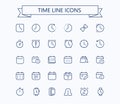 Clock icons set. Time vector line icons.  24x24 px. Pixel Perfect. Editable stroke. Royalty Free Stock Photo