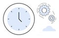 Clock with gears and cloud representing time management and productivity concepts Royalty Free Stock Photo