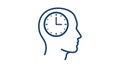 Clock inside human head silhouette representing time management Royalty Free Stock Photo