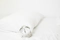 A clock isolated Placed on a white background. Royalty Free Stock Photo