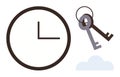 Clock and Keys Representing Time Management and Security Essentials Royalty Free Stock Photo