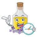 With clock lavender oil isolated with the mascot