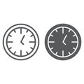 Clock line and glyph icon, time and dial, watch sign, vector graphics, a linear pattern on a white background. Royalty Free Stock Photo