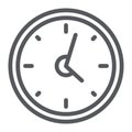 Clock line icon, hour and time, wall watch sign, vector graphics, a linear pattern on a white background. Royalty Free Stock Photo