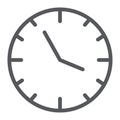 Clock line icon, time and hour, watch sign, vector graphics, a linear pattern on a white background. Royalty Free Stock Photo